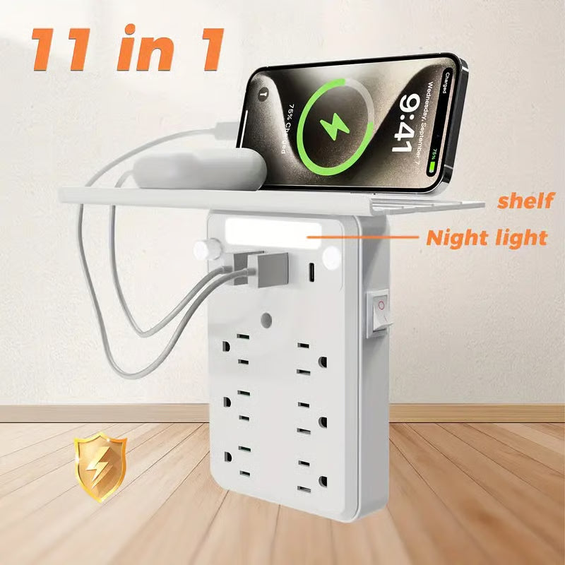 Trendyrola Wall Outlet Extender with Shelf Night