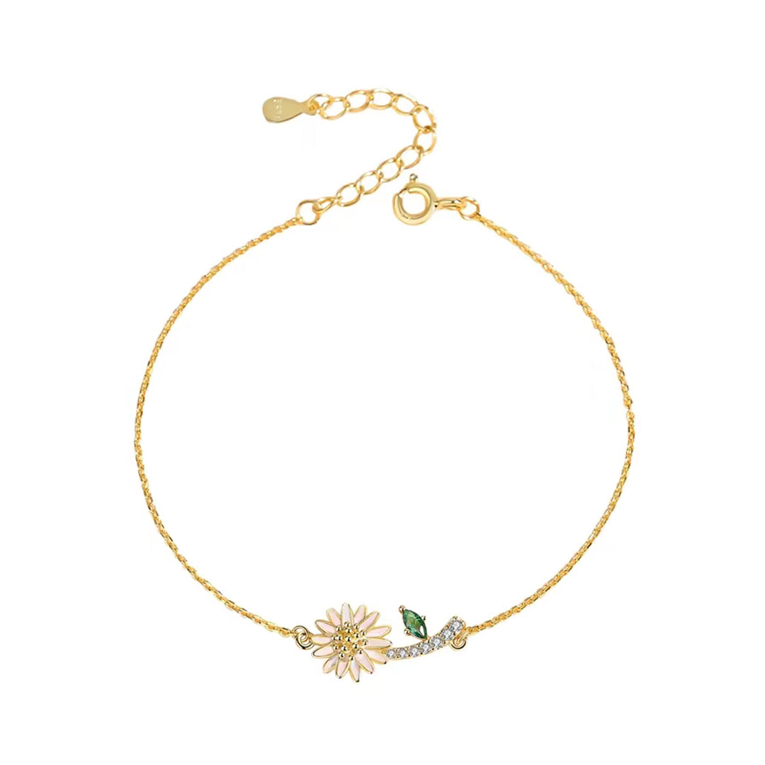 Ziella I Think About You Every Daisy Sterling Silver Small Daisy Bracelet